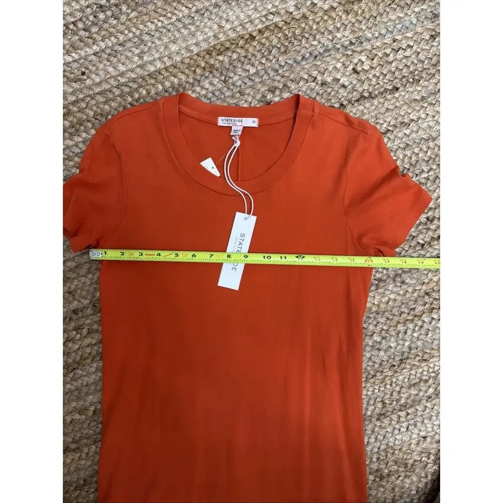 NWT Stateside Orange T-Shirt Dress Made in USA Soft Stretch Minimalist Sz XS